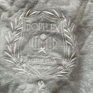 POPFLEX Gray Crewneck Sweatshirt with White Embroidered Crest
